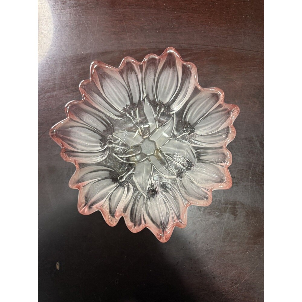 Mikasa Walther Glass Vintage Pink Frosted Tulip Serving Bowl